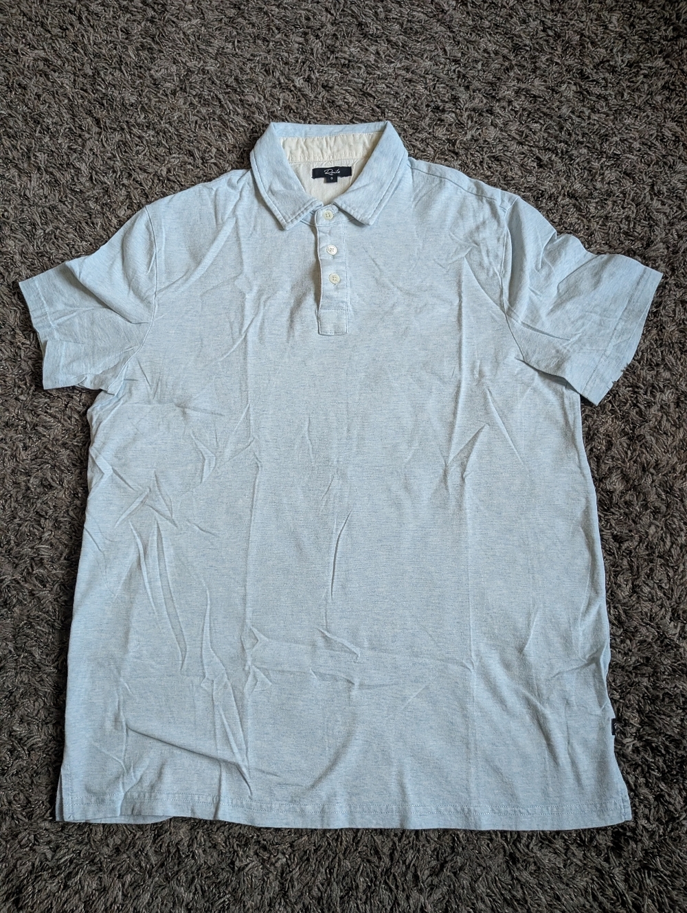 Rails Soft Blue Aqua Melange Sebastian Cotton Polo Shirt Men's S